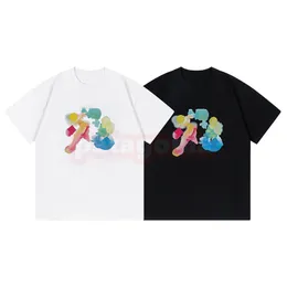 M￤n kvinnor High Fashion T-shirt High Street Watercolor Printing Tees Couples Short Sleeve Summer Tops Size XS-L