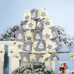 Decorações de Natal contagem regressiva de calendário Rack de pano criativo Bolsa de armazenamento Day Decoração de festas Supplies