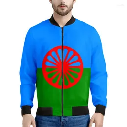 남성 재킷 롬 집시 청소년 지퍼 재킷 사용자 정의 만든 이름 번호 로고 텍스트 코트 로마인 인쇄 PO 옷의 플래그