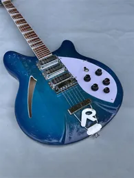 모델 360 Blue Electric Guitar 12 String Rick Guitars 24 프렛 반 중공 바디 3 토스터 Ric 픽업