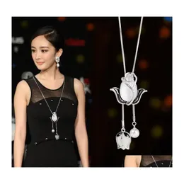 Pendant Necklaces Rose Flower Long Tassel Necklace Charm Dress Accessories Sweater Jewelry Vipjewel Drop Delivery Pendants Dhwyp