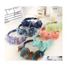 Stirnbänder Mode Frühjahr Stirnband Für Frauen Frische Tiedye Mesh Plissee Haarband Adt Individualität Haar Zubehör Turban Drop Delive Dhnin