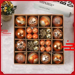 Partydekoration 1 Box Rotgold Weihnachtskugeln Sets Weihnachtsbaum Ornamente Hängende Anhänger für Garten Wohnkultur Jahr Navidad Noel