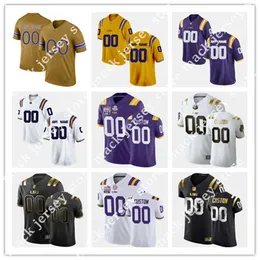 Benutzerdefiniertes genähtes Fußballtrikot der LSU Tigers Jaquelin Roy Austin Deculus 6 Derrick Davis Jr. 17 Chris Hilton Jr. 21 Jordon Toles 8 BJ Ojulari