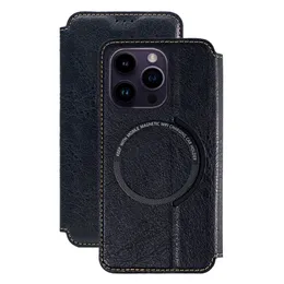 PU Deri Manyetik Flip Case Cüzdan Kart Kapağı İPhone14 13 12 Pro Max Kablosuz Şarj Telefon Kılıfı B241