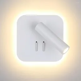 Lâmpadas de parede Lâmpada LED nórdica com interruptor SpotLigh 6W Backlight Rotation Free Sconce Luz interna para o quarto de casa ao lado