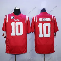 American College Football nosze mężczyzn Ole Miss Rebels 10 Eli Manning College Football Jersey nietykalna legenda oddychająca drużyna kolor czerwony dom zszyta czysta bawełna gorąca