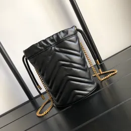 Mini Bucket Bag Luxury Women Handbag Crossbody Designer Bag Single Shoulder Bag Postman Bag Chain Purse Drawcord St￤ngningsb￤lte 5A Kvalitet
