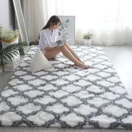 Carpet Nordic Tie Dyeing Rug Soft Cotton alfombra Grey tapis salon Floor Mat Plush Area Rugs s For Living Room Bedroom 230204