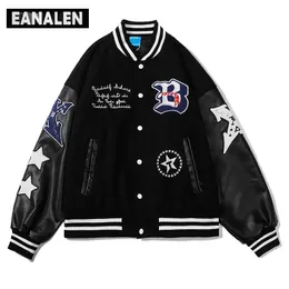 Mens Jackets Harajuku street clothing badge hip hop baseball uniform leather jacket men XINGX graphic motorcycle racing retro coat 230203