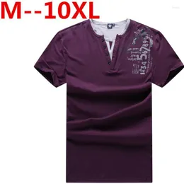 Men's T Shirts Plus Size 10XL 8XL 6XL 5XL 4XL Shirt Men Summer Cotton Print Letter Curl Hem Loose Fit Fashion Tops Brand Clothing