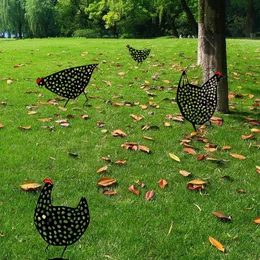 Garden Decorations Chicken Yard Art Decor Outdoor Backyard Lawn Lifelike Hen Stakes Ornaments Silhouette Statue Sculpture