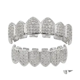 Grills dental Grillz Brace Gold Braces Braces de Golds de Microinlaid de Mulheres Meninas Menina J￳ias Droga Corporal Dh8pp