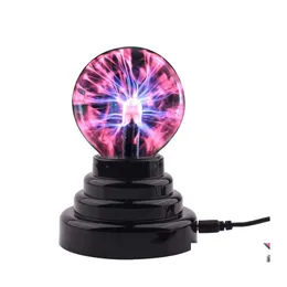 Night Lights Magic Crystal Plasma Light Ball Electrostatic Induction Balls 3 Inch 5W Led Usb Power Battery Party Decoration Children Dhxm3