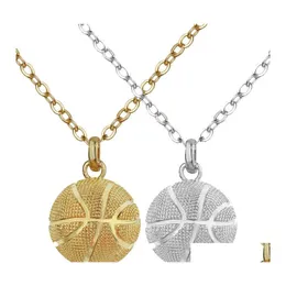 Anhänger Halsketten Basketball Sport Gold Silber vergoldet Edelstahl Ketten für Frauen Männer Modeschmuck Accessoires Drop Lieferung P Otfnv