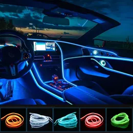 Bilinredning LED -nattlampor Dekorativ lampa El Wiring Neon Strip för Auto DIY Flexibel Ambient Light USB Party Atmosphere Diode