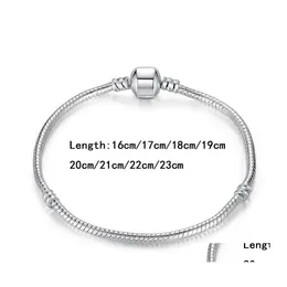 Catena a maglie 1623Cm 925 Sterling Sier Bracciali M Catene a serpente Fit Charm Perline europee Bracciale rigido per uomo Donna Gioielli Regalo Dr Ot18G