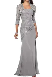 Mãe do vestido de noiva com jaqueta Conjunto de vestidos de moda de primavera XFY78678