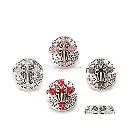 CLASPS HOODS Fashion Crystal Cross 18mm Snap Button Jewelry Vintage Flower Graved Noosa Chunks Diy Ginger Charms Armband Neckla DHBT6