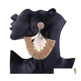 Dangle Chandelier Fashion Tassel أقراط بوهيميان القطاع الكبير شكل حلق للنساء المجوهرات Hyperbole الإناث إسقاط تسليم OTKQK