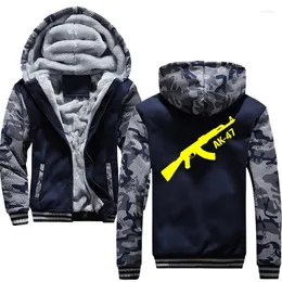 Men's Hoodies Harajuku Wholesale Cap Sweatshirt Fashion Streetwear KALASHNIKOV Winter Hoodie Men Tops Casual Thicken Zipper Size M-5XL