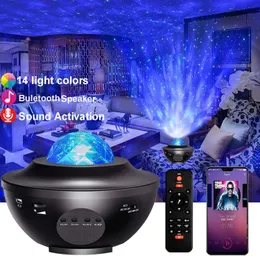 LED Stary Sky Star Galaxy Projector Night Light Light embutido Bluetooth-Speaker para Decoração de Decoração de Casa Crianças Presentes