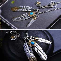 Pendant Necklaces Taijiao Chain Set Takahashi Goro Style Feather Necklace Women's Men's Sweater Pendants For Jewelry Man