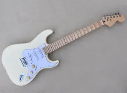 Guitarra elétrica creme relíquia com captadores de braço de bordo recortado SSS personalizáveis