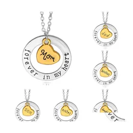 Pendant Necklaces In My Heart For Women Family Member Grandpa Grandma Mom Dad Daughter Son Love Chains Fashion Jewelry Drop Delivery Otq7L