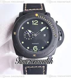 44mm BD1 Phase Moon 8217 Automatic Mens Watch Black Dial PVD Black Steel Case Luminous Leather Strap Gents Watches TWBE Timezonewatch E47A