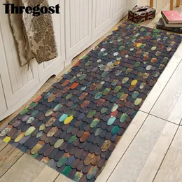 Kudde /dekorativ Thregost Geometric Printed Kitchen Rugs Washable 3D Carpet Anti-slip Home Decor Mats Children Play Floor Mat Indoo