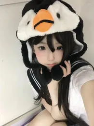 Berets Cartoon Animal Penguin Mascot Plush Warm Cap Hat Warmer Earflap Gorros