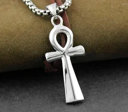 Halsketten mit Anhänger verblassen nie, Edelstahl, ägyptisches Kreuz, Ankh-Halskette für Herren