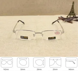 Sunglasses Men's High Quality Half Metal Frame Aspherical Resin Lenses Reading Glasses Male Eyewear 1.0 1.5 2.0 2.5 3.0 3.5 4.0