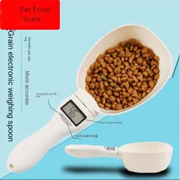 Hundkläder 2023 LCD Digital Pet Food Scale Electronic Measuring Tool Cat Feeding Bowl Spoon Kitchen Display 800g