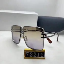 Óculos de sol sem aro de luxo de designer para mulheres e homens embrulham os óculos de escudo de óculos ao ar livre tonalidades quadradas Big Square Fashion Lady Lady Sun Glasses Quality 72212