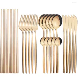 Set di stoviglie Set di coltelli da tavola Stoviglie Posate in acciaio inox Posate Cucchiai da cucina Forchette Posate a specchio oro rosa