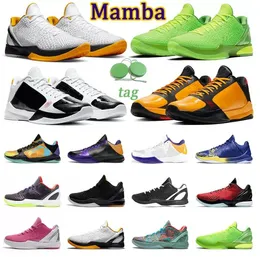 2023 New Mamba Zoom 6 Protro Grinch Basketball Shoes Men Bruce Lee ماذا لو كان Lakers Big Stage Chaos 5 Rings Metallic Gold Mens Trainers Sports Outdoor