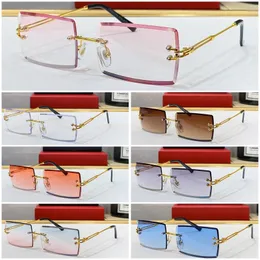 CARTI Gözlük 9065 Klasik Güneş Gözlüğü Lüks Güneşlik Kompozit Metal Rimless Optik Çerçeve Klasik Dikdörtgen Kare Altın Güneş Gözlüğü Orijinal Kutu Olan Kadınlar İçin