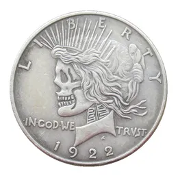 Two Face Coins USA Peace Dollar 1922 Skulls Head to Head Silver Plated Copy Coins Metal Crafts Special Gifts