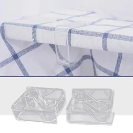 Bordduk 4 Transparent högkvalitativ plastduksklämma rör sig inte starka och fasta fixeringsfunktioner Hushållsartiklar