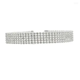 Choker Bespmosp Fashion Wedding Party Prom Stretch 5 Row Rhinestone Chain Necklace For Women Diamante Crystal Cord Bridal