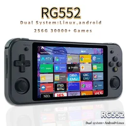 Jogadores de jogos portáteis Anbernic RG552 Android Handheld Console SS DC 10000 RETRO GAMES 5.36 "IPS Touch Screen RK3399 6 Core Linux player Player