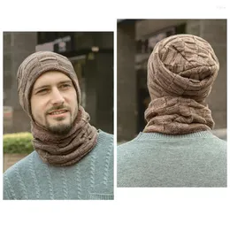 Boinas homens chapéu espessado lenço anti -pilling à prova de frio e elegante e elegante tricô