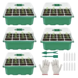 Titta på band 5-pack fröstarter Tray plantor kit växtpaket med fuktkupoler och bas växthusförökare