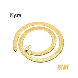 Cadenas 10 mm de ancho Cadena de hueso de serpiente Oro amarillo Lleno Hombres Declaración Collar de espiga 60 Cm 2072 Q2 Entrega de gota Collares de joyería Dhyh8
