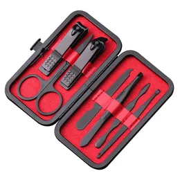 Kit per nail art Ly 7 pezzi Set di strumenti per manicure e pedicure per tagliaunghie in acciaio inossidabile con custodia FIF66