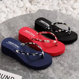 Chinelos de verão chinelo para mulher senhoras flip flops plataforma sapatos cunha clipe toe macio fundo grosso banheiro antiderrapante slidesslippers