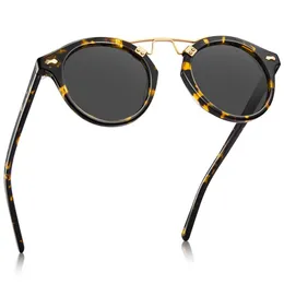 A115 Sonnenbrille für ovale Damen, runder Rahmen, Sonnenschutz, UV-Schutz 400, Acatate-Harz-Brille mit Box