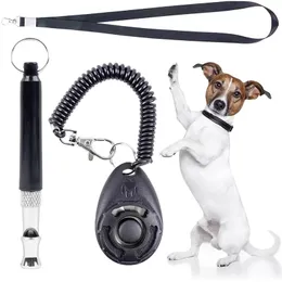 クリッカーキット付きの犬のトレーニングホイッスル調整可能なピッチ超音波とパットのためのストラップリコールサイレントコントロール